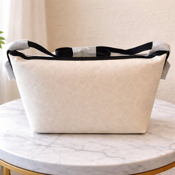 NWT Coach White Signature Shoulder Bag w/ Black Accents - Picture 3 of 6